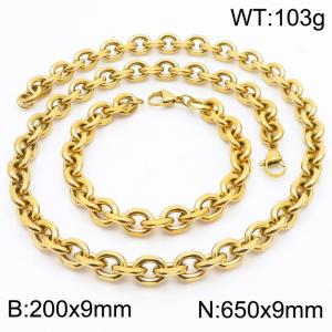 Stainless steel gold edged O-chain set - KS216366-Z