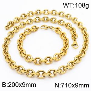 Stainless steel gold edged O-chain set - KS216367-Z