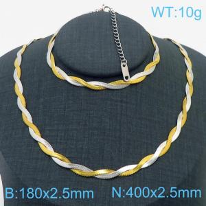 Stainless Steel Braided Herringbone Necklace for Women - KS216625-Z