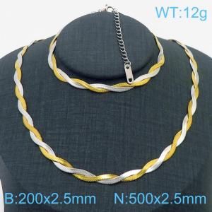 Stainless Steel Braided Herringbone Necklace for Women - KS216627-Z