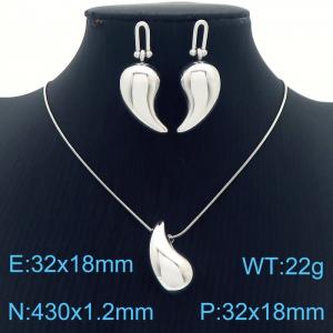 High Quality Hollow Water Droplet Pendant Necklace Earring Stainless Steel Jewelry Set For Women - KS216998-KFC