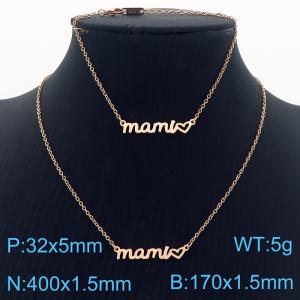 European and American fashion stainless steel creative mom English letter temperament rose gold bracelet&necklace set - KS217155-KLX