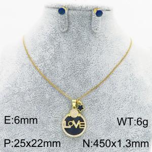 European and American Fashion Stainless Steel Love Pendant Necklace with Diamond for Women - KS217230-BI