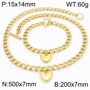 Stainless steel OT buckle heart-shaped pendant set - KS217538-Z