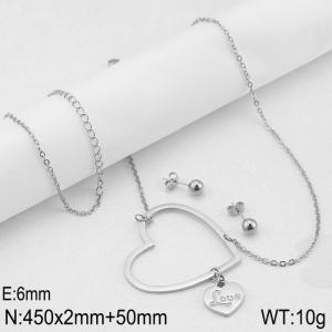 Peach Heart Hollow Heart shaped Pendant Women's Stainless Steel Collar Chain Set - KS217641-Z