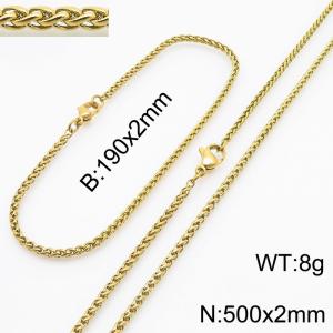 Stainless steel flower basket chain set - KS218427-Z