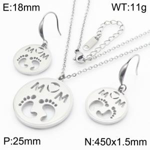 Fine Polished MOM English Letter Pendant Necklace Stainless Steel Fashion Bracelet Mother's Day Set - KS218440-KLX