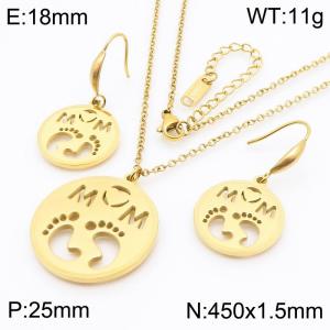 Fine Polished MOM English Letter Pendant Necklace Stainless Steel Fashion Bracelet Mother's Day Set - KS218442-KLX