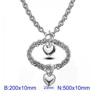 Stainless steel heart pendant OT buckle set - KS219182-Z