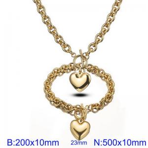 Stainless steel heart pendant OT buckle set - KS219183-Z