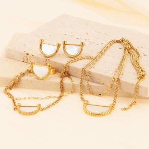 Gold Shell Fan Double Layer Chain Four Piece Women's Set - KS219949-LX