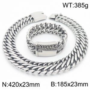 23mm Wide Chunky Chain Jewelry Set Stainless Steel Bracelets Necklaces Punk for Men - KS220102-KJX