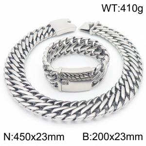 23mm Wide Chunky Chain Jewelry Set Stainless Steel Bracelets Necklaces Punk for Men - KS220103-KJX