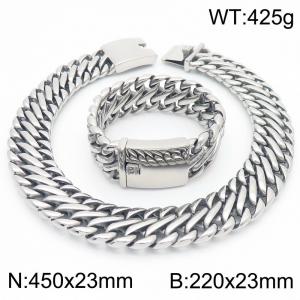 23mm Wide Chunky Chain Jewelry Set Stainless Steel Bracelets Necklaces Punk for Men - KS220104-KJX