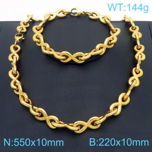 Stainless steel gold 8-shaped set - KS221388-Z