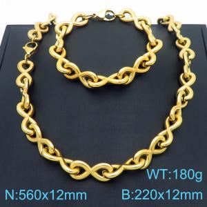 Stainless steel gold 8-shaped set - KS221390-Z