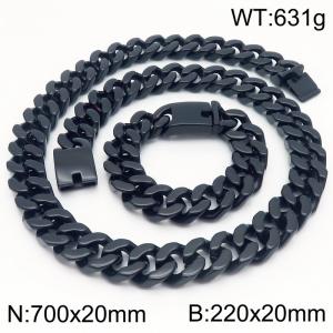 20mm Four sided Grinding Coarse Titanium Steel Set Men's Stainless Steel Smooth Polishing Black Plating - KS221985-KJX