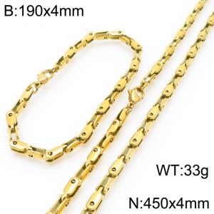 4mm Stainless Steel Link Chain Set For Men And Women Simple Fashion Bracelets Necklaces Jewelry Set - KS224715-Z