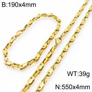 4mm Stainless Steel Link Chain Set For Men And Women Simple Fashion Bracelets Necklaces Jewelry Set - KS224717-Z