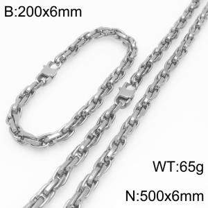 Interlinked Chain Stainless Steel Jewelry Set Necklace Bracelet Gold Silver Color - KS225634-Z