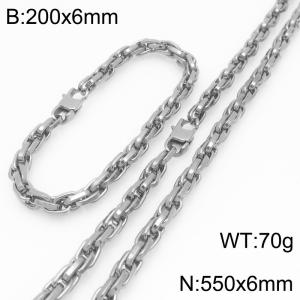 Interlinked Chain Stainless Steel Jewelry Set Necklace Bracelet Gold Silver Color - KS225635-Z
