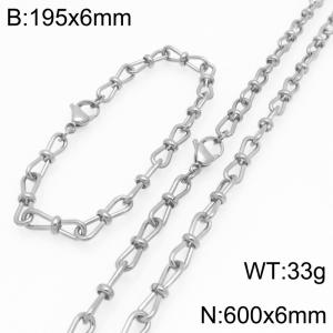 Fashion Stainless Steel Knot Chain Jewelry Set Necklace Bracelet Gold Silver Color - KS225648-Z