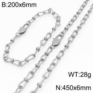 Fashion Stainless Steel Knot Chain Jewelry Set Necklace Bracelet Gold Silver Color - KS225657-Z