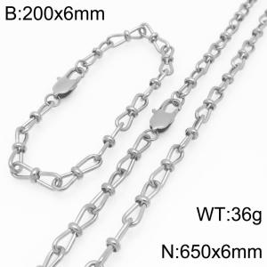 Fashion Stainless Steel Knot Chain Jewelry Set Necklace Bracelet Gold Silver Color - KS225661-Z