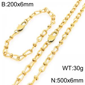 Fashion Stainless Steel Knot Chain Jewelry Set Necklace Bracelet Gold Silver Color - KS225664-Z