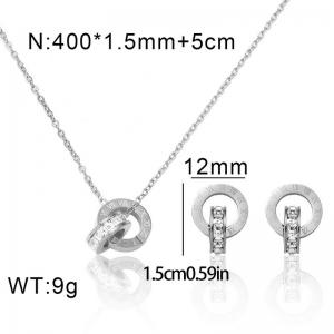 Roman numeral double ring light luxury niche stainless steel SS Jewelry Set(Most Women) - KS225700-YWYM