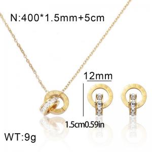 Roman numeral double ring light luxury niche stainless steel SS Jewelry Set(Most Women) - KS225701-YWYM