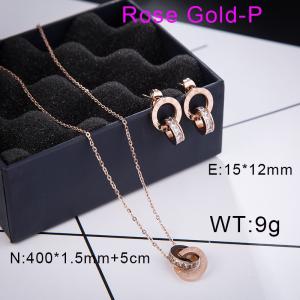 Roman numeral double ring light luxury niche stainless steel SS Jewelry Set(Most Women) - KS225702-YWYM