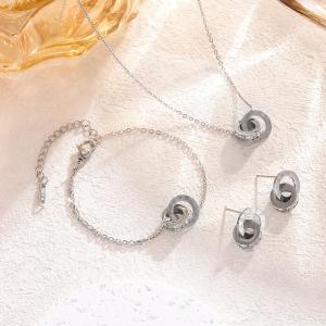 Roman numeral double ring light luxury niche stainless steel SS Jewelry Set(Most Women) - KS225703-YWYM