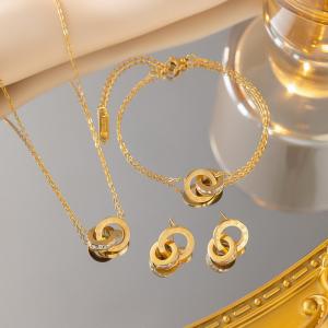 Roman numeral double ring light luxury niche stainless steel SS Jewelry Set(Most Women) - KS225704-YWYM