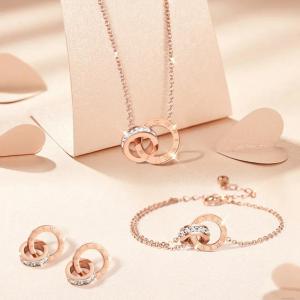 Roman numeral double ring light luxury niche stainless steel SS Jewelry Set(Most Women) - KS225705-YWYM