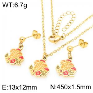 Bohemia Charm Oil Drop Design Mushroom Pendant Stainless Steel Earrings Necklace Fashion Jewelry Sets - KS225980-Z