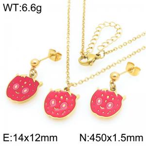 Creative Gold Color Stainless Steel Jewelry Sets For Women Punk Earrings & Neckalce - KS226009-Z