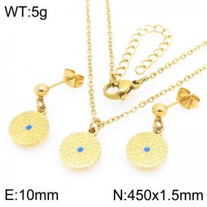 Creative Gold Color Stainless Steel Jewelry Sets For Women Punk Earrings & Neckalce - KS226012-Z
