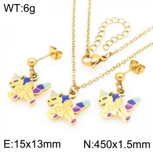 Creative Gold Color Stainless Steel Jewelry Sets For Women Punk Earrings & Neckalce - KS226015-Z