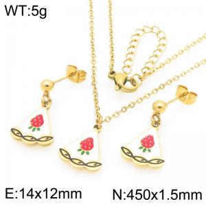 Creative Gold Color Stainless Steel Jewelry Sets For Women Punk Earrings & Neckalce - KS226018-Z