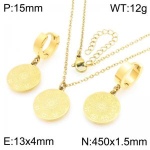 Fashion stainless steel planet patterned earrings and necklace two-piece set - KS226075-Z