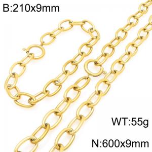Fashion stainless steel O-chain bracelet and necklace gold-plated two-piece set - KS226267-Z