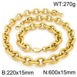 60cm Gold 0 Chain Stainless Steel Jewelry Set - KS226387-Z