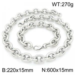 60cm Silver 0 Chain Stainless Steel Jewelry Set - KS226393-Z
