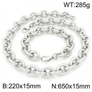 65cm Silver 0 Chain Stainless Steel Jewelry Set - KS226394-Z