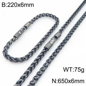 Fashionable and personalized stainless steel retro color 6mm flower basket chain two-piece set, paired with a round rotatable jewelry buckle - KS226600-KFC