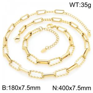 Fashionable and personalized stainless steel 180 × 7.5mm&l 400 × 7.5mm mixed directional chain lobster buckle temperament gold set - KS226883-ZCG