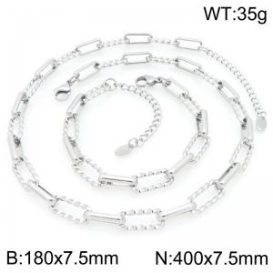 Fashionable and personalized stainless steel 180 × 7.5mm&l 400 × 7.5mm mixed directional chain lobster buckle temperament silver set - KS226884-ZCG