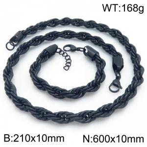 Simple and personalized stainless steel 210 × 10m&m600 × 10mm Fried Dough Twists chain lobster clasp charm black set - KS226945-Z