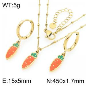 European and American fashion personality stainless steel creative fruit series carrot pendant temperament gold earrings&necklace set - KS226954-Z
